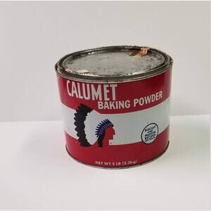 Vintage Calumet Tin Baking Powder Can 5 Lb Farmhouse Kitchen Primitive
